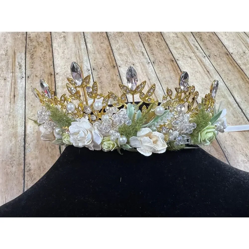 C's Custom Creations Disney Tiana Custom Princess Crown with Adjustable Tie Back